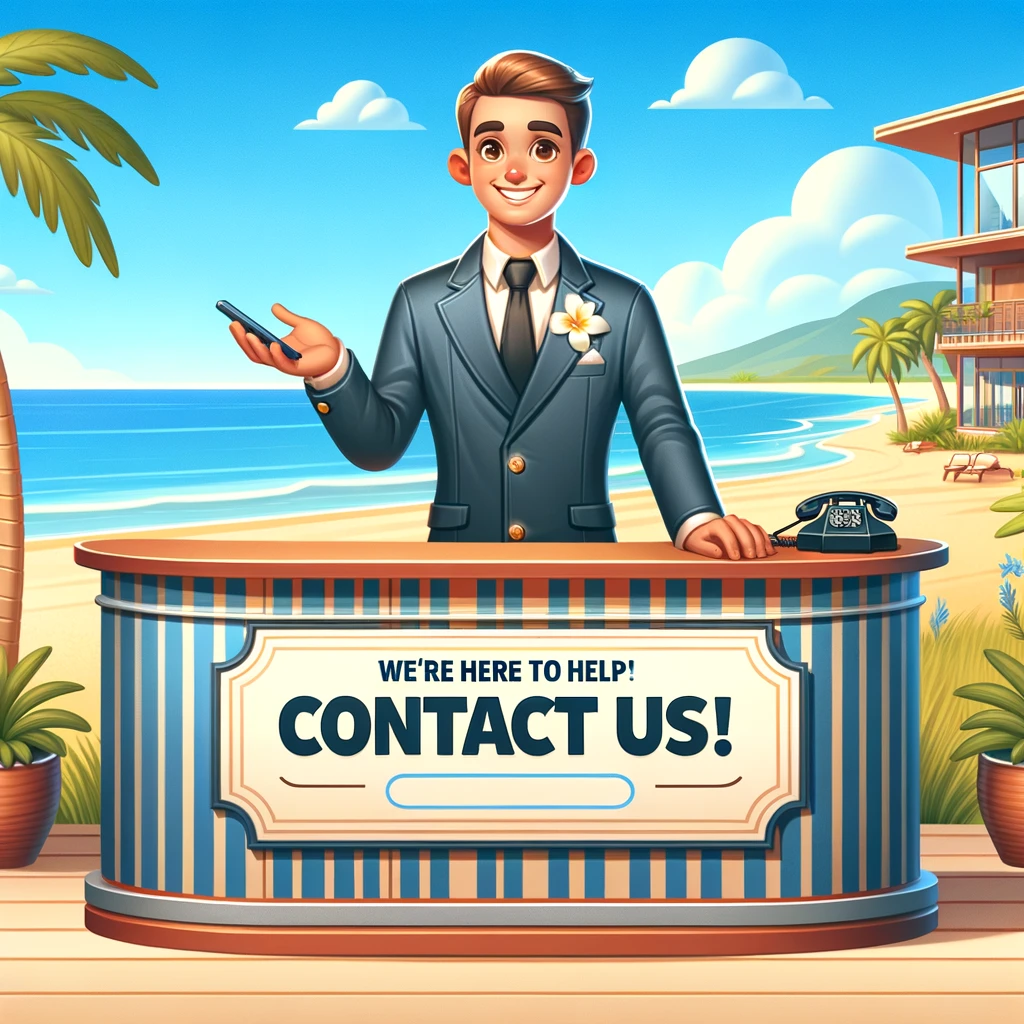 Contact us image of reception on the beach